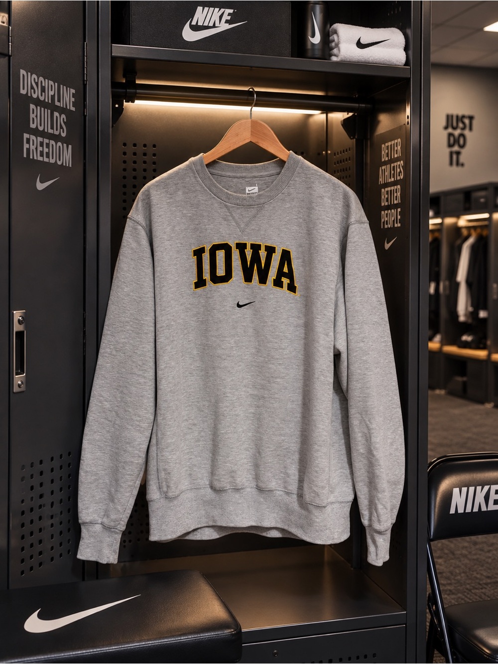 Nike Men’s Iowa Gray Crewneck Sweatshirt Large vintage